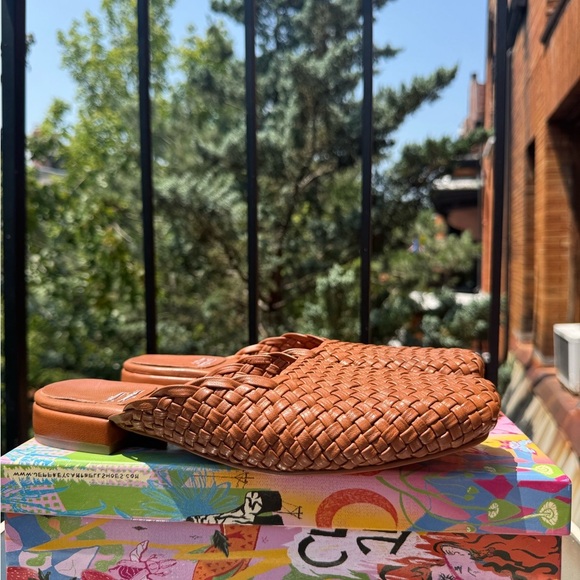 New Jeffrey Campbell Interweave Kitten Heel Woven Mule Sandal Shoes Brown 10 - Picture 14 of 15